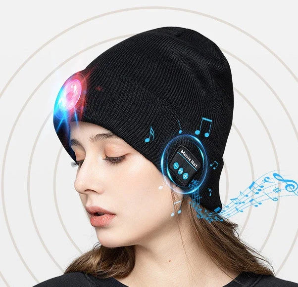 Wireless Bluetooth Beanie Hat with Stereo Headphones for Outdoor Activities and Music Listening