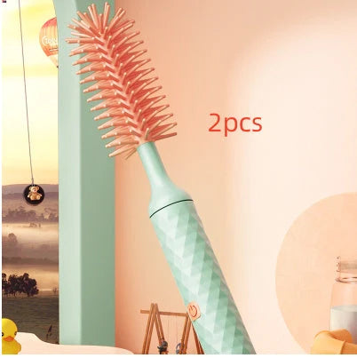 Electric silicone bottle brush set with 360-degree rotation for cleaning baby bottles and pacifiers