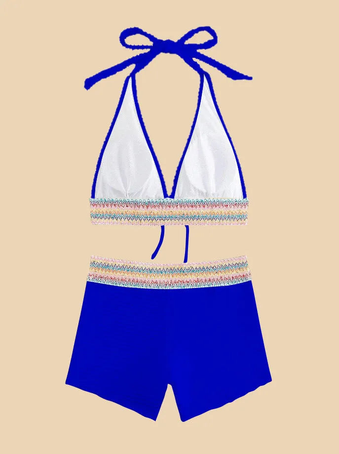 Women's black high waist bikini swimsuit with split style two-piece design