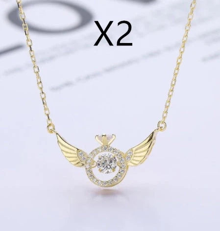 Angel Wings Necklace in gold, silver, and rose gold with adjustable length