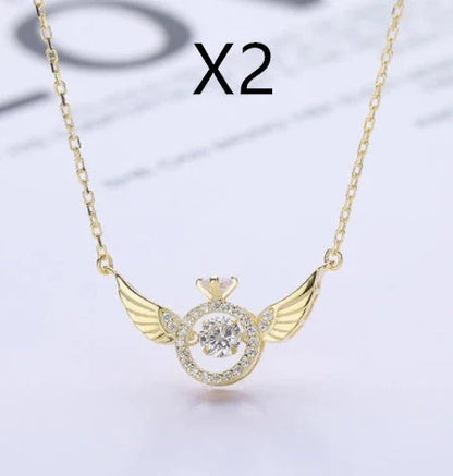 Angel Wings Necklace in gold, silver, and rose gold with adjustable length