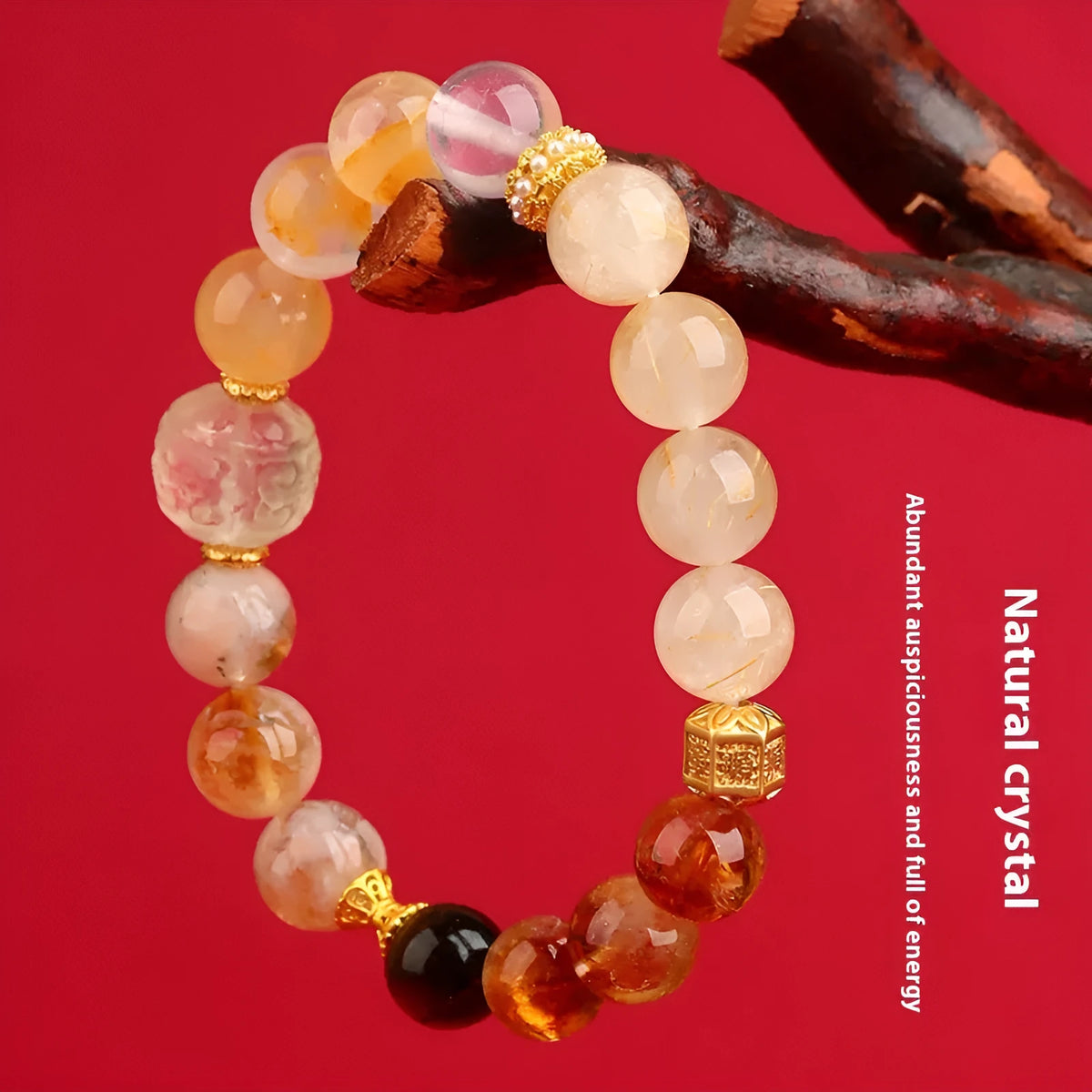 Natural crystal Five Elements round bead bracelet unisex casual style