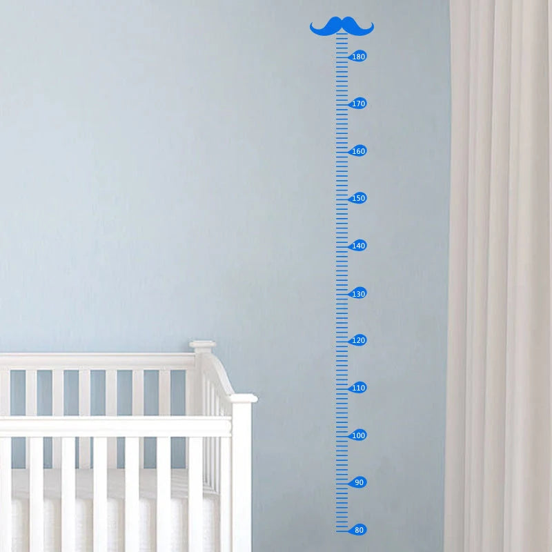 Children's beard height measurement wall sticker in black, 57cm by 12cm