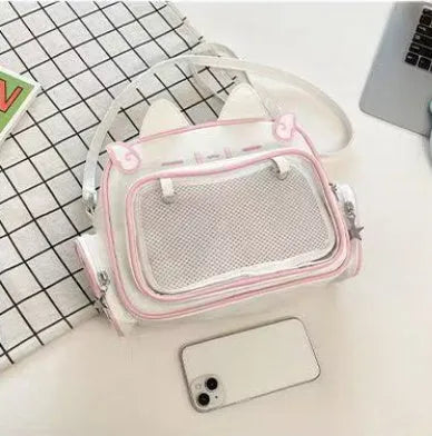 Mechanical cat backpack for women, urban simplicity style, PU material, 26x20x10cm, silver colour