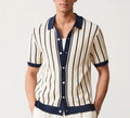 Men's white asymmetric lapel knitted top in ice silk spandex fabric