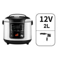 12V 24V black vehicle rice cooker with 2 litre capacity stainless steel pot