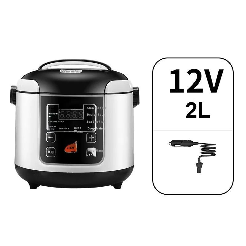 12V 24V black vehicle rice cooker with 2 litre capacity stainless steel pot