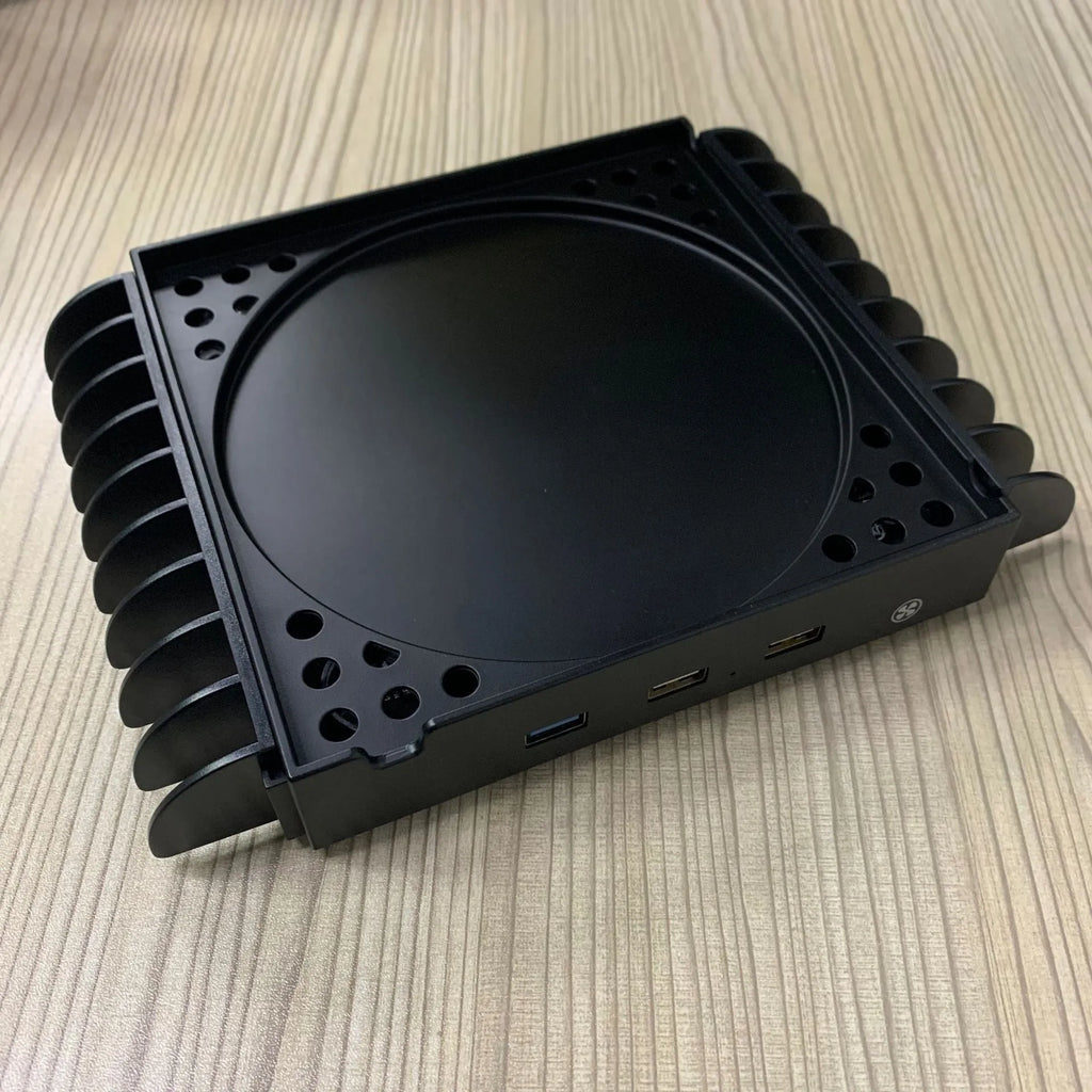 Black ABS multi-function cooling base with game disc storage rack for Xbox Series X