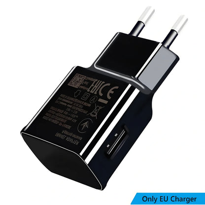 Black 1.2m fast charging Type-C cable with EU adapter, 18W output for quick device power-up