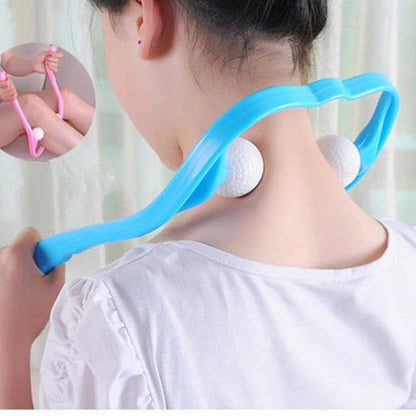 Adjustable neck massager in pink, blue, and green for deep tissue relief