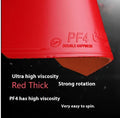 Fast Attack Sticky PF4-50 table tennis racket with anti-rubber in red or black, thick or medium thick options.
