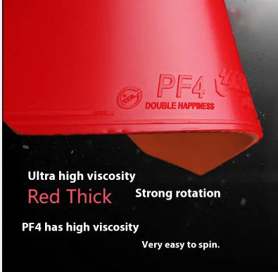 Fast Attack Sticky PF4-50 table tennis racket with anti-rubber in red or black, thick or medium thick options.
