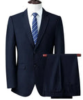 Men's slim fit business suit set in black with coat and trousers, formal workwear