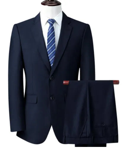 Men's slim fit business suit set in black with coat and trousers, formal workwear
