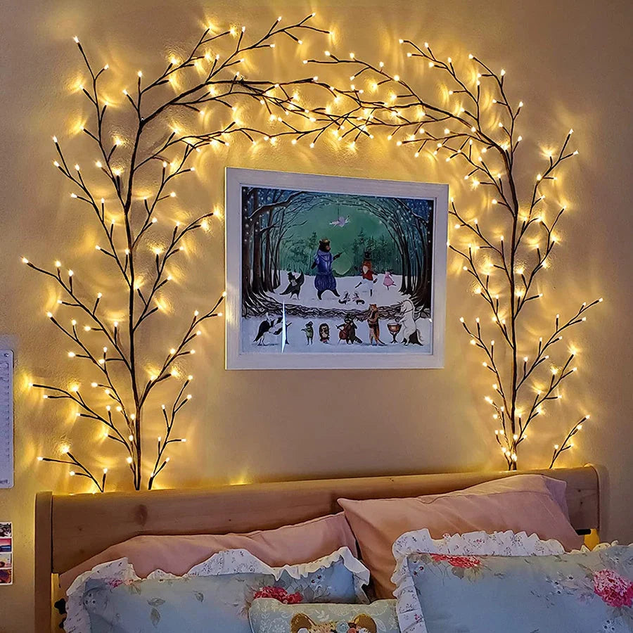 Flexible DIY Willow Vine Branch LED Light with warm white glow for festive decor