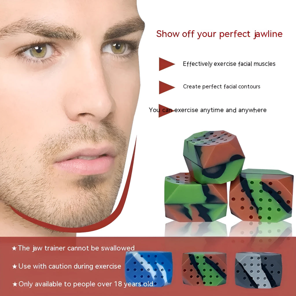 Camouflage pattern facial muscle fitness balls for jaw exercise in transparent two-piece packaging