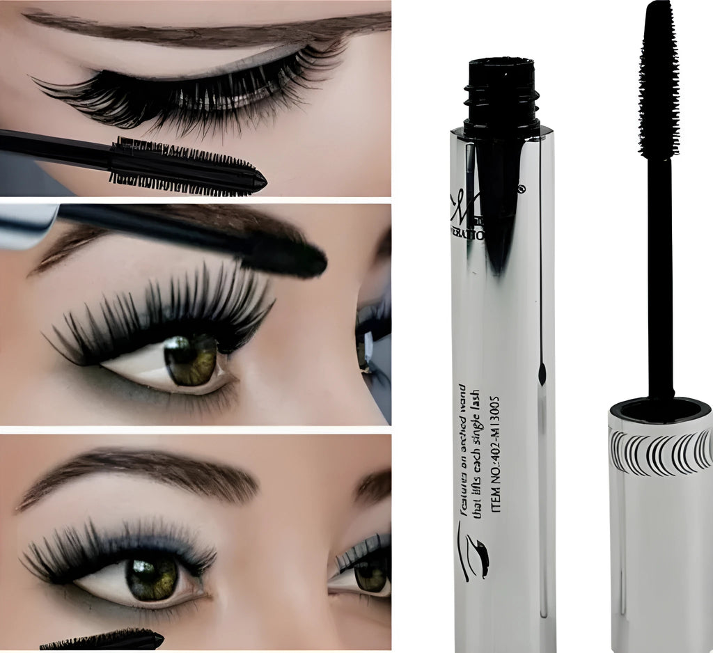 Long Curling Eyelash Extension Black Fiber Mascara in 12ml tube for voluminous lashes