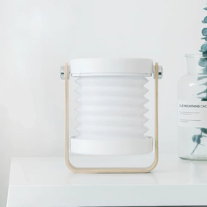 USB rechargeable lantern night light with touch dimming and 360-degree rotation in white finish