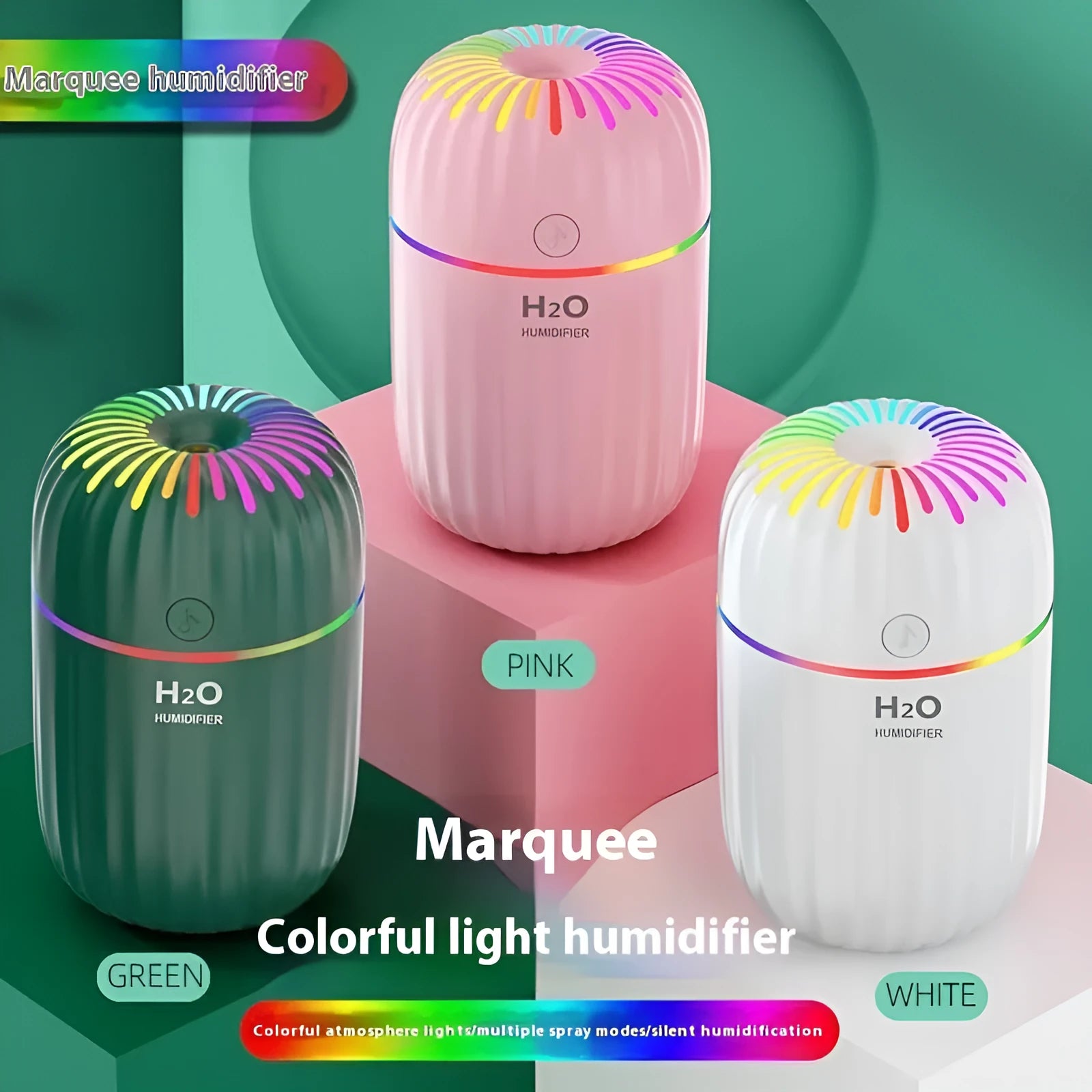 Green animal design USB car aromatherapy humidifier with 0.5L water tank on display