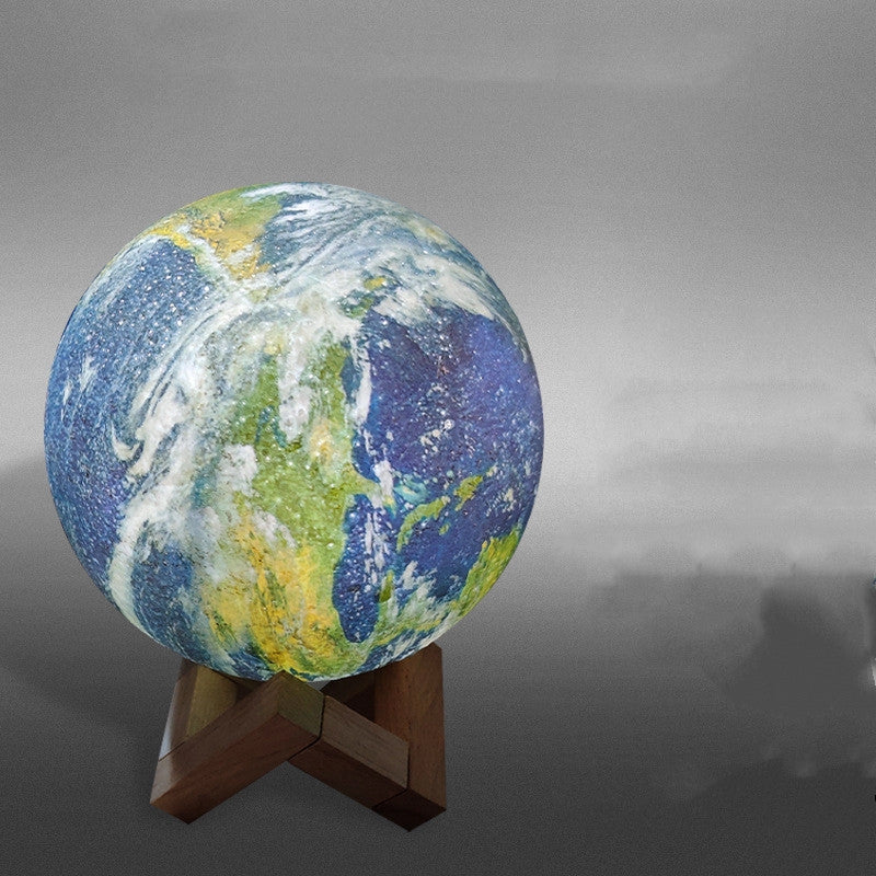 3D Print Lamp Moon Earth Lamp with detailed mountain relief and LED lighting