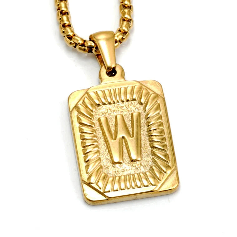 Gold-plated 18K titanium steel letter necklace with pearl chain, personalised from A to Z