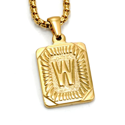 Gold-plated 18K titanium steel letter necklace with pearl chain, personalised from A to Z