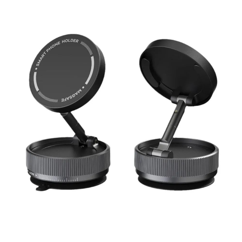 Vacuum magnetic suction phone bracket with 720-degree folding arm in Night Blue Metal Black