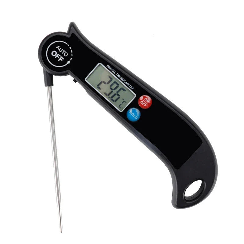 Electronic kitchen thermometer with LCD display and stainless steel probe