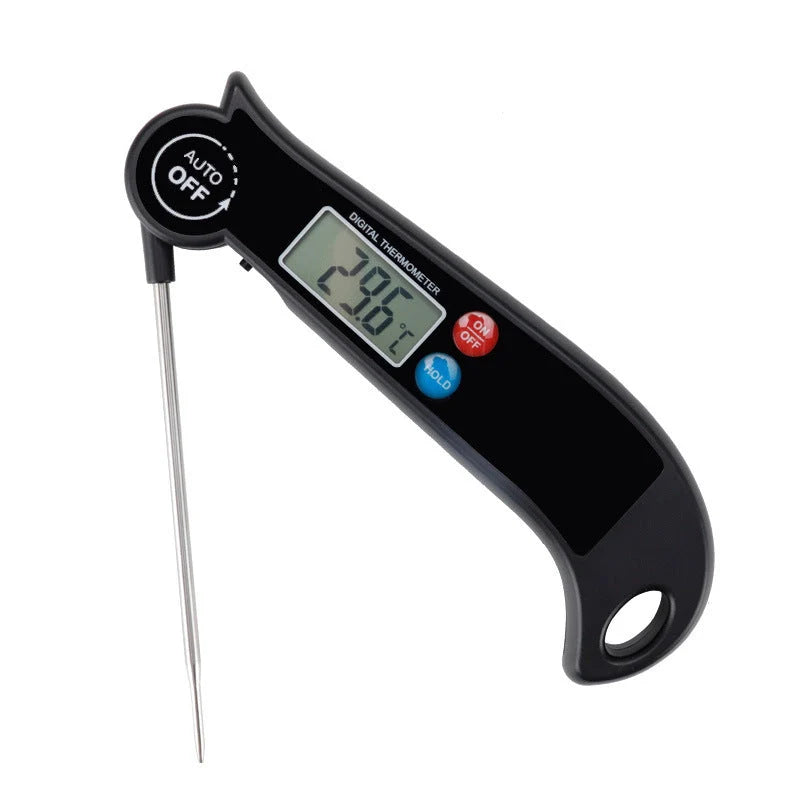 Electronic kitchen thermometer with LCD display and stainless steel probe