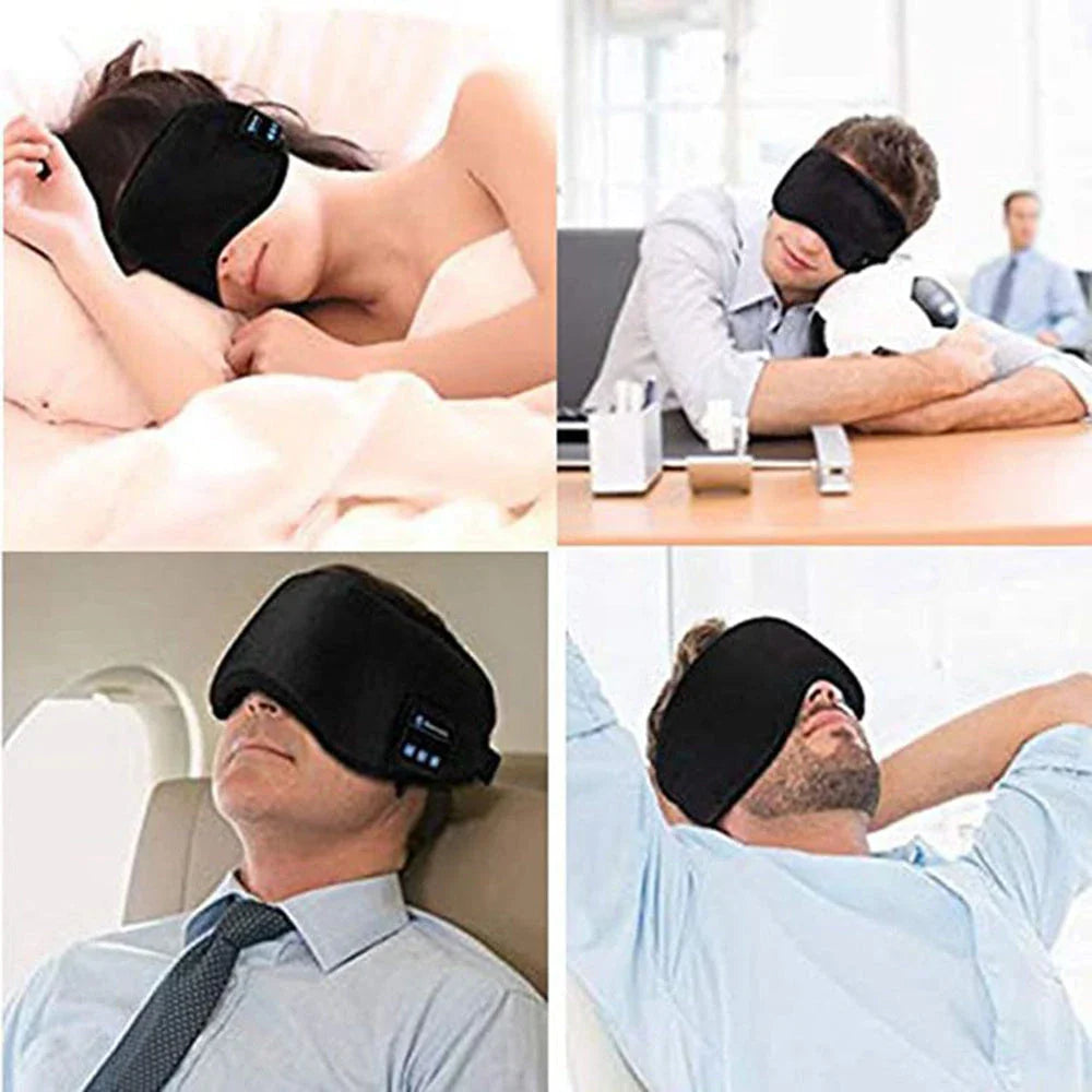 Bluetooth 5.0 wireless headband with built-in sleeping eye mask for music, calls, and relaxation