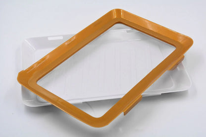 Reusable food storage trays with innovative buckle design to keep meat, fruit, and vegetables fresh in the Kiwi kitchen