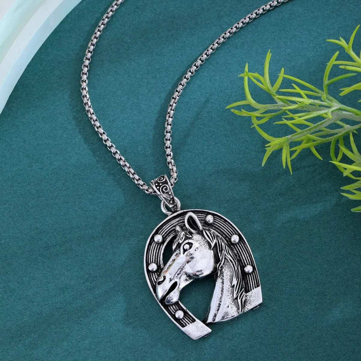 Men's hip-hop titanium steel animal pendant necklace in Zodiac Horse colour for instant success style