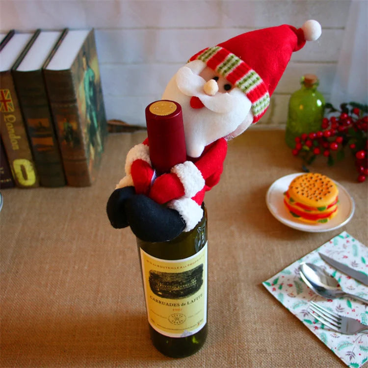 Festive Christmas wine bottle socks in vibrant holiday designs
