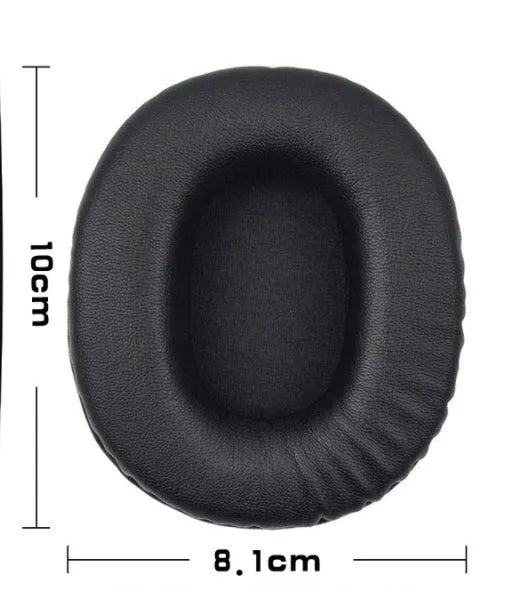 Black PU leather headphone covers for Sony 1R headphones, shown as a two-piece set.