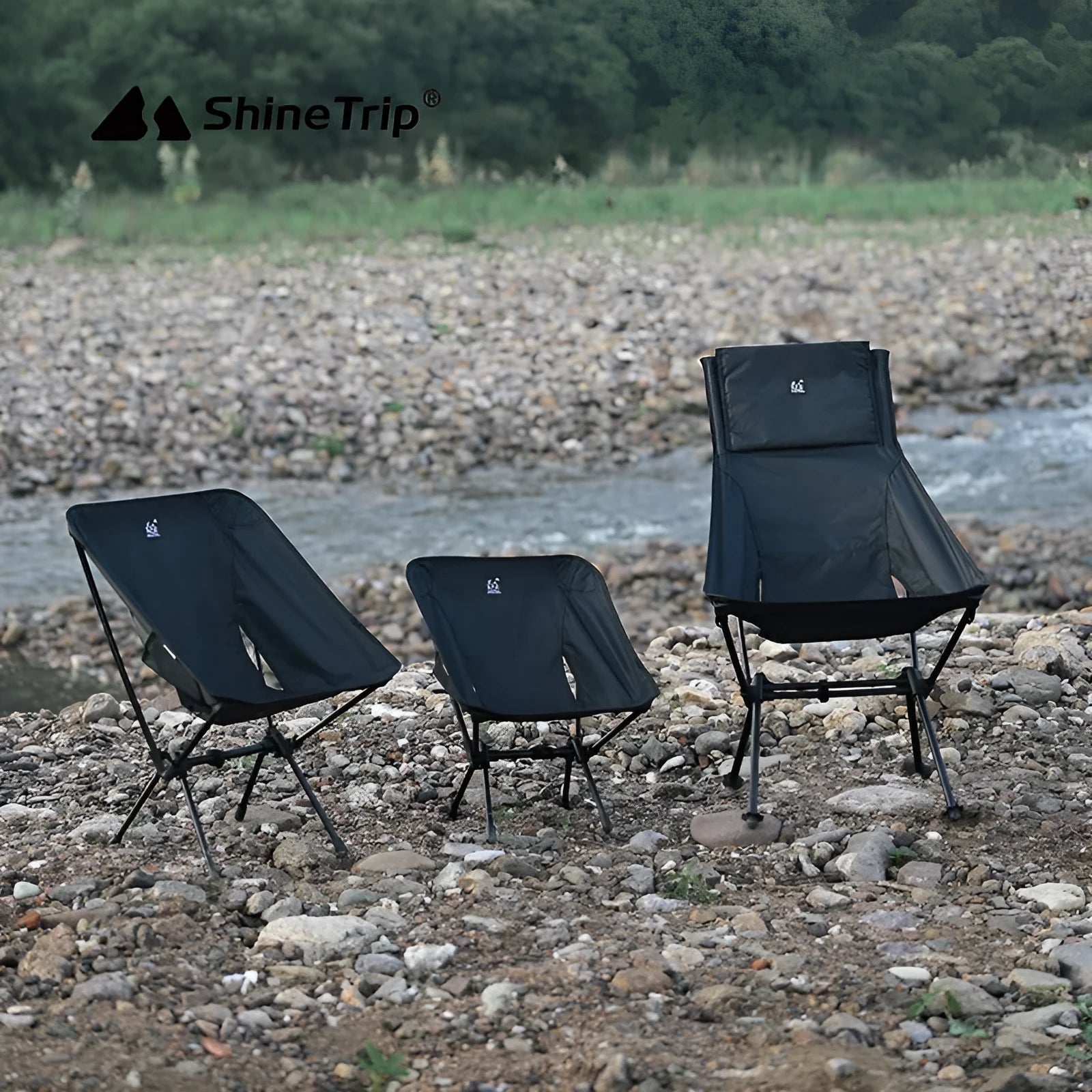 Lightweight aluminium alloy foldable outdoor moon chair in Army Green Oxford cloth