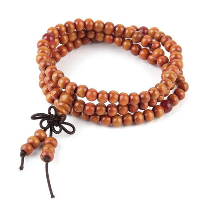 6mm Natural Sandalwood Buddhist Meditation 108 Beads Bracelet for spiritual practice and fashion