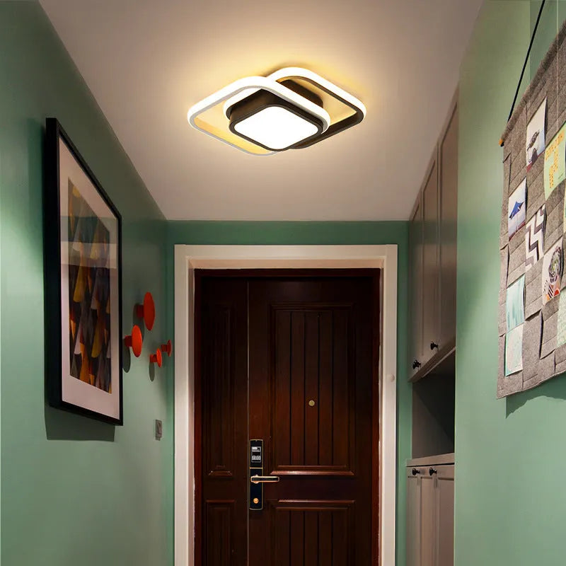 Modern Nordic geometric aluminium LED ceiling light in round and square shapes