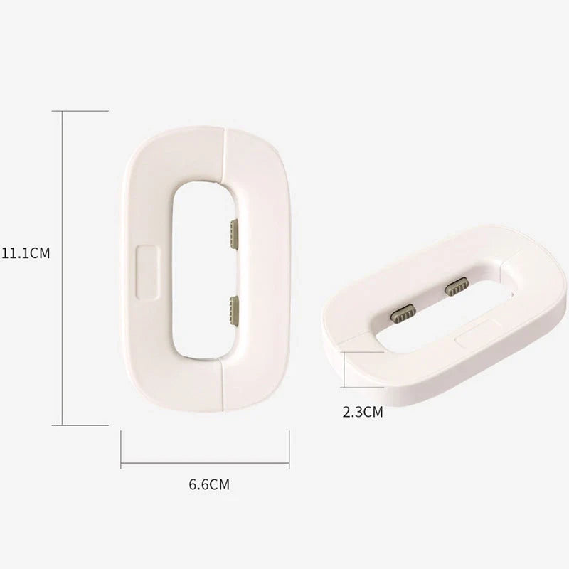 Refrigerator safety lock for toddlers in white and grey with bayonet design