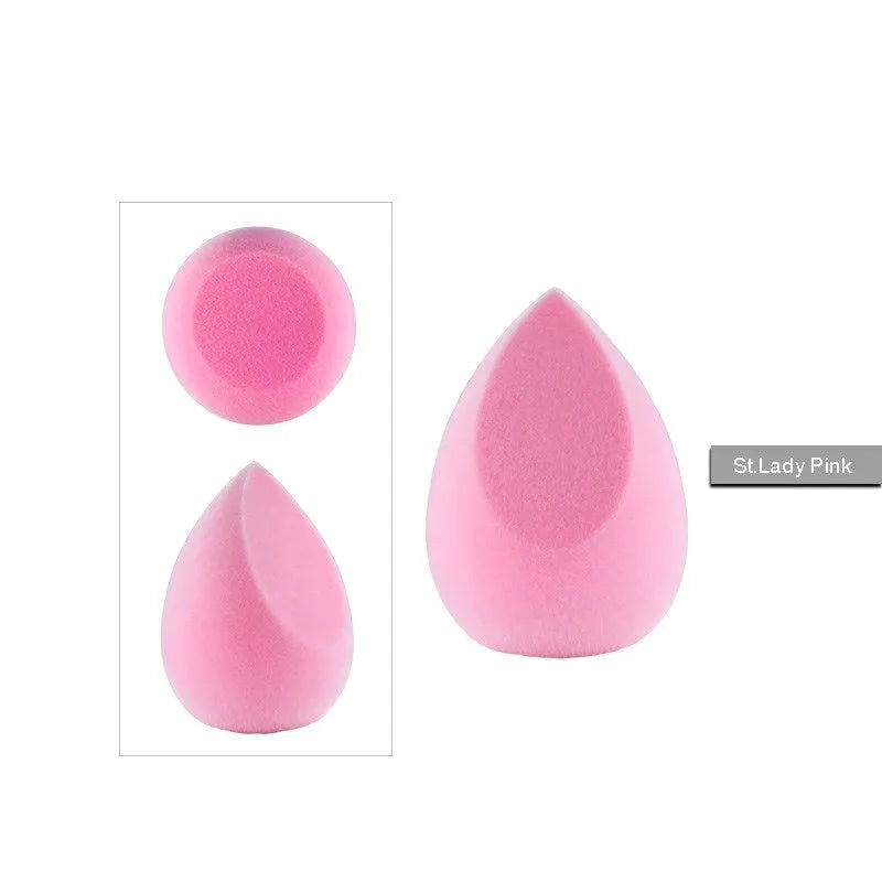 Non-latex makeup egg sponge puff with flocking surface in multiple colours for wet or dry foundation application