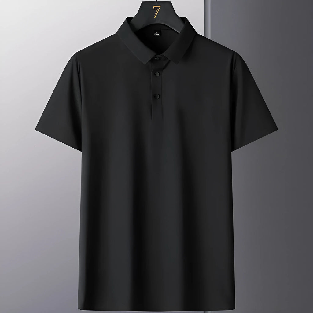 Men's non-ironing solid colour short sleeve business casual shirt in nylon fabric.