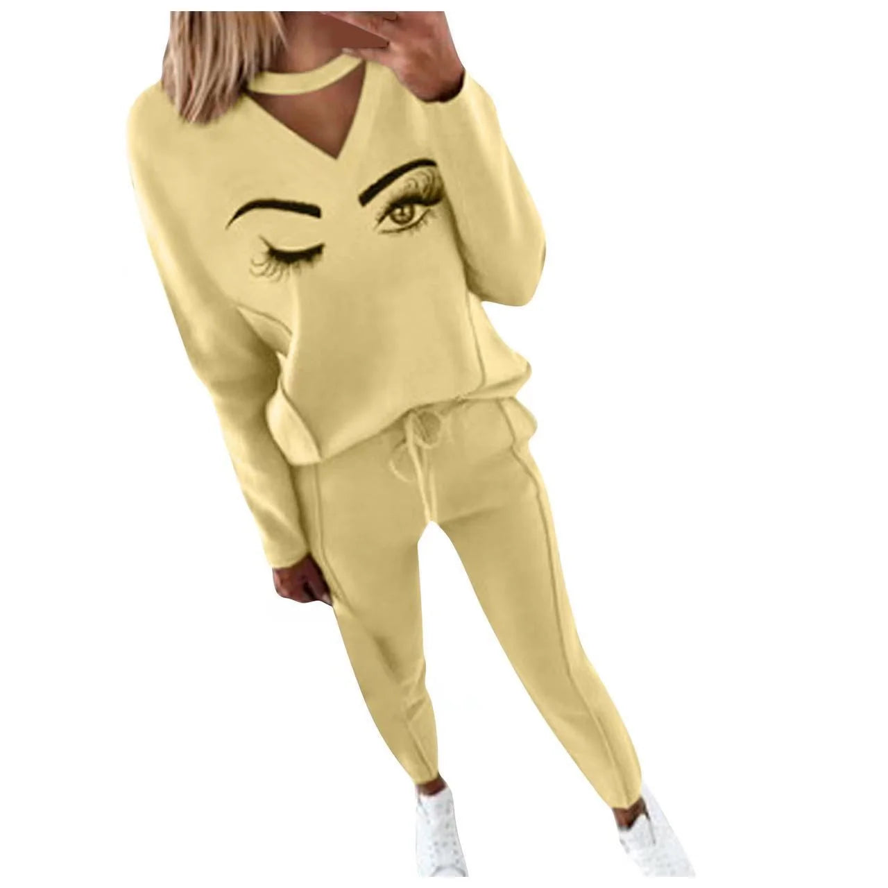 Women's beaded slanted shoulder casual suit in black, white, or yellow