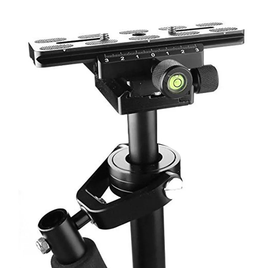 Black aluminium S40 and S60 handheld camera stabilisers with adjustable height and grip.