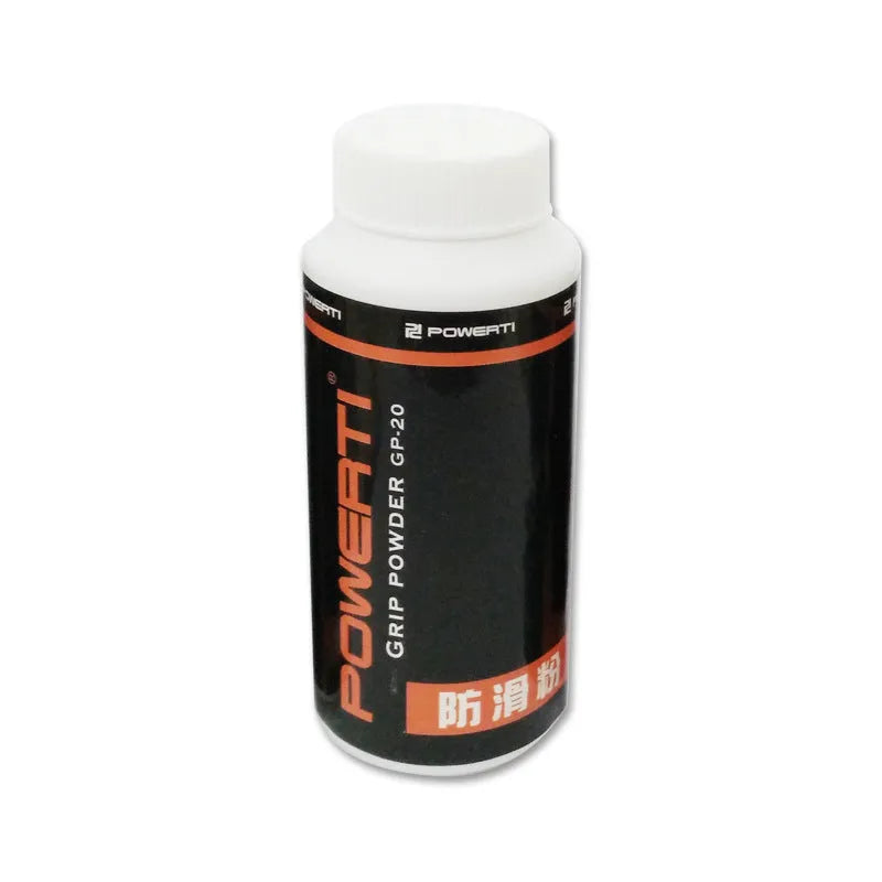 White magnesium carbonate sports anti-slip powder in container for badminton and weightlifting grip.