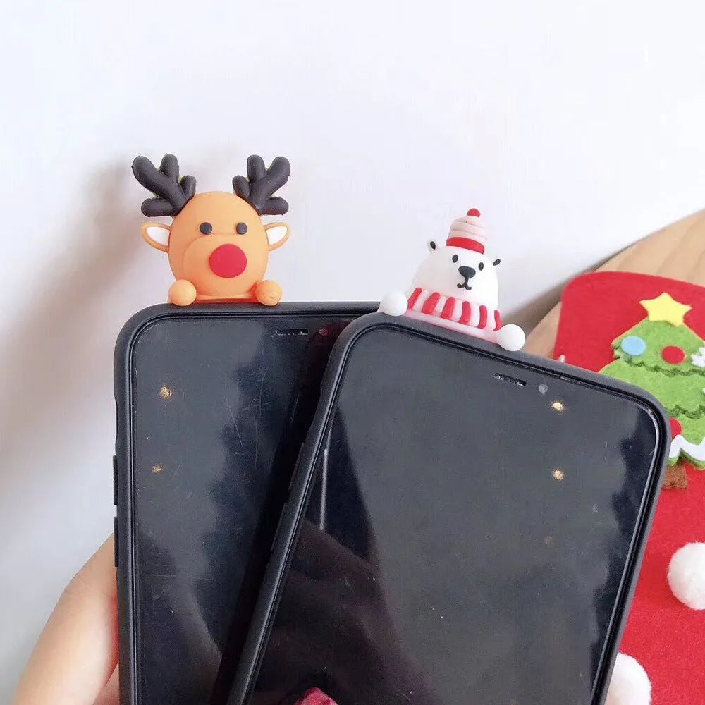 Christmas silicone phone case for iPhone with festive design and back cover protection