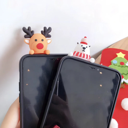 Christmas-themed silicone phone case with festive designs and 2mm protective thickness