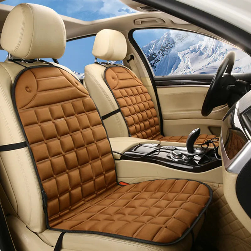12V car heated seat cushion in black, size 55x46x48cm, with power line and fuse