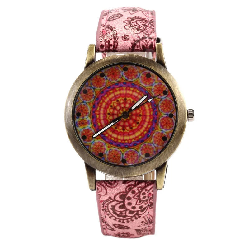 Creative Fashion Kaleidoscope Quartz Watch with PU strap and alloy case