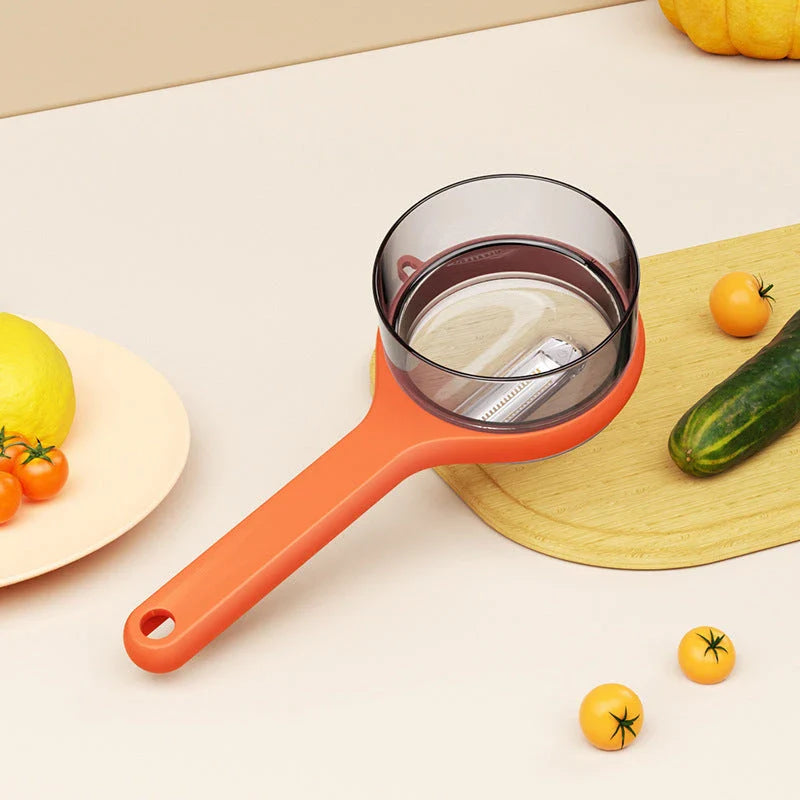 Premium multi-use kitchen peeler with removable container for efficient and mess-free produce preparation