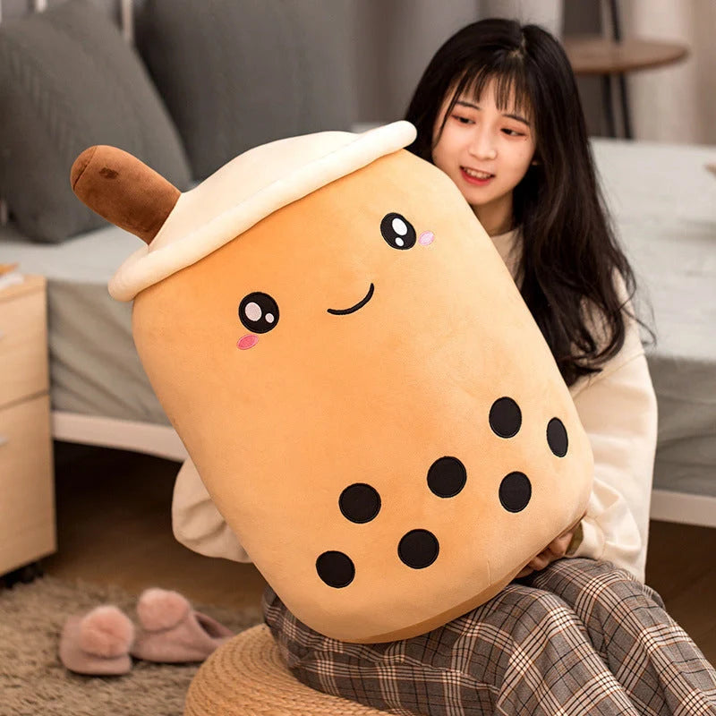 Strawberry Milk Tea Plush Boba Cup Toy in various colours and sizes