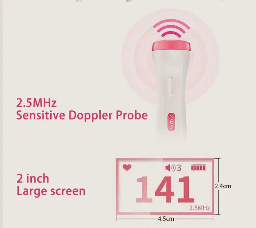 Wireless Fetal Doppler Heart Rate Monitor for Tracking Baby's Heartbeat During Pregnancy